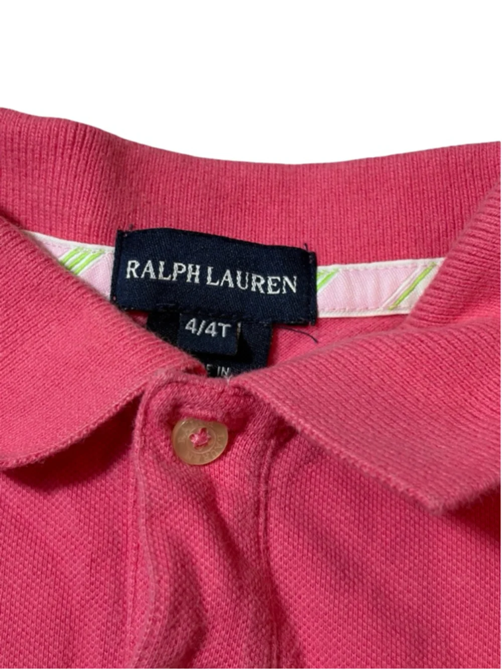 Ralph Lauren Girls Pink Polo Dress Size 4/4T Pony Logo Collared Preppy